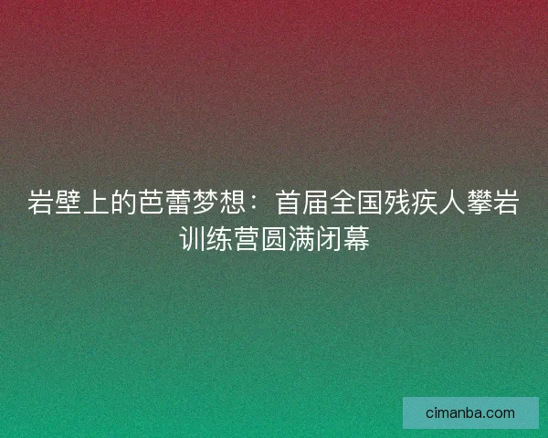 岩壁上的芭蕾梦想：首届全国残疾人攀岩训练营圆满闭幕