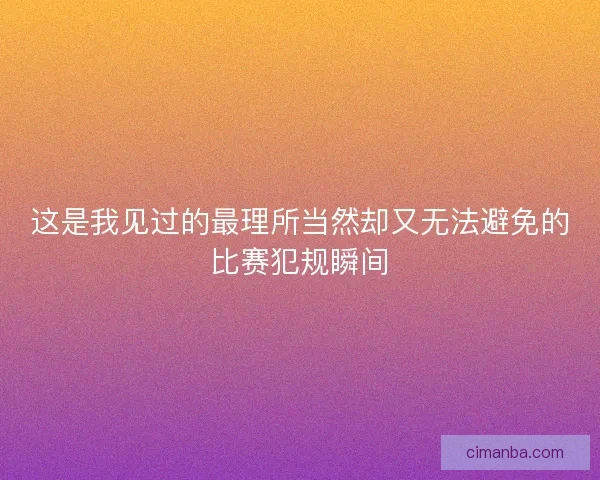 这是我见过的最理所当然却又无法避免的比赛犯规瞬间